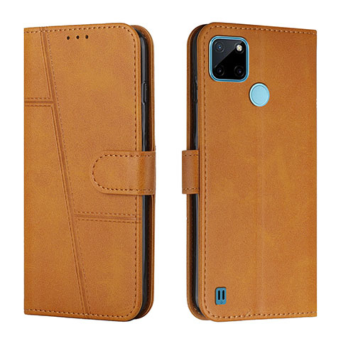 Coque Portefeuille Livre Cuir Etui Clapet Y01X pour Realme C21Y Brun Clair