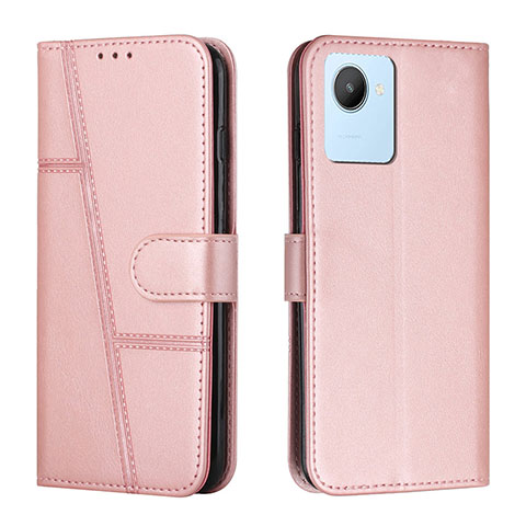 Coque Portefeuille Livre Cuir Etui Clapet Y01X pour Realme C30 Or Rose