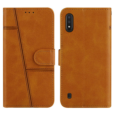 Coque Portefeuille Livre Cuir Etui Clapet Y01X pour Samsung Galaxy A01 SM-A015 Brun Clair