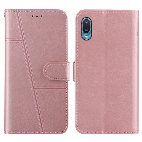 Coque Portefeuille Livre Cuir Etui Clapet Y01X pour Samsung Galaxy A02 Or Rose