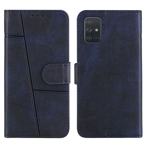 Coque Portefeuille Livre Cuir Etui Clapet Y01X pour Samsung Galaxy A71 4G A715 Bleu