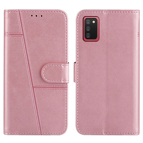 Coque Portefeuille Livre Cuir Etui Clapet Y01X pour Samsung Galaxy F02S SM-E025F Or Rose