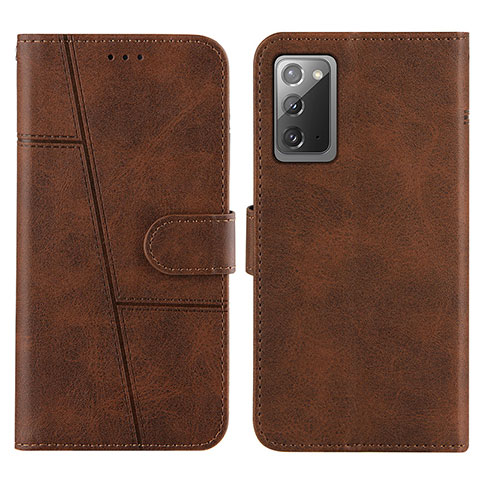 Coque Portefeuille Livre Cuir Etui Clapet Y01X pour Samsung Galaxy Note 20 5G Marron