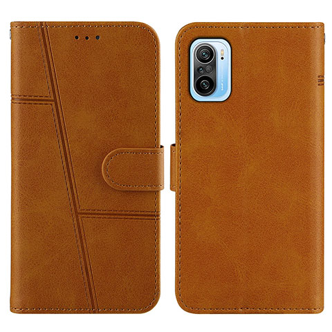 Coque Portefeuille Livre Cuir Etui Clapet Y01X pour Xiaomi Poco F3 5G Brun Clair