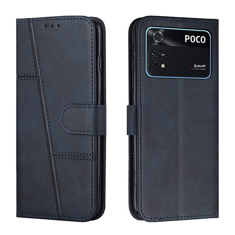 Coque Portefeuille Livre Cuir Etui Clapet Y01X pour Xiaomi Poco M4 Pro 4G Bleu