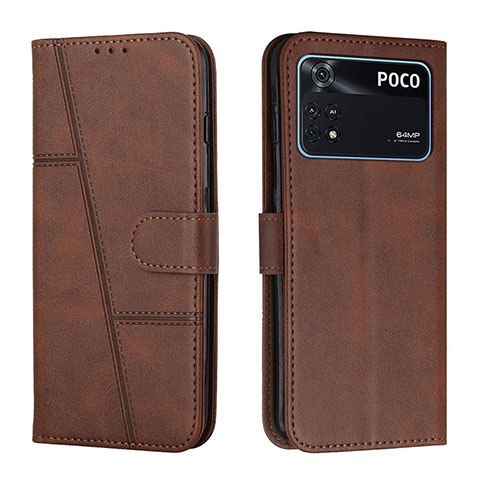 Coque Portefeuille Livre Cuir Etui Clapet Y01X pour Xiaomi Poco M4 Pro 4G Marron