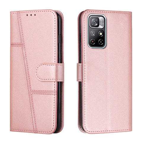 Coque Portefeuille Livre Cuir Etui Clapet Y01X pour Xiaomi Poco M4 Pro 5G Or Rose