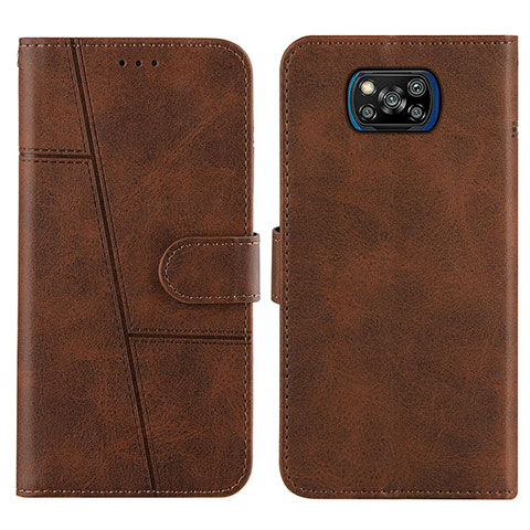 Coque Portefeuille Livre Cuir Etui Clapet Y01X pour Xiaomi Poco X3 Pro Marron