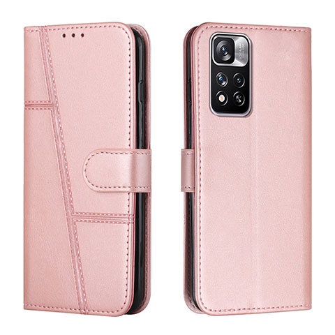 Coque Portefeuille Livre Cuir Etui Clapet Y01X pour Xiaomi Poco X4 NFC Or Rose