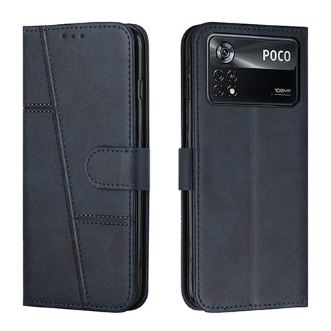 Coque Portefeuille Livre Cuir Etui Clapet Y01X pour Xiaomi Poco X4 Pro 5G Bleu