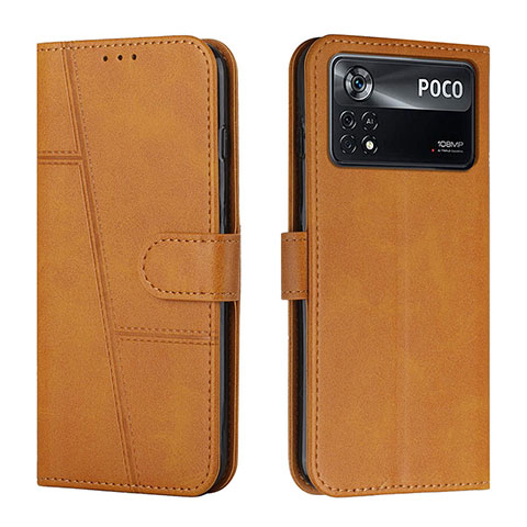 Coque Portefeuille Livre Cuir Etui Clapet Y01X pour Xiaomi Poco X4 Pro 5G Brun Clair