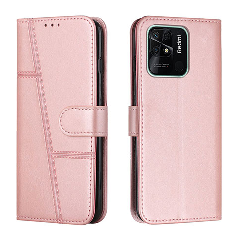 Coque Portefeuille Livre Cuir Etui Clapet Y01X pour Xiaomi Redmi 10 Power Or Rose