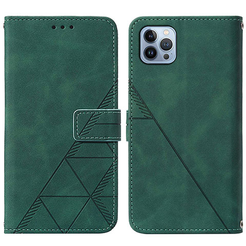 Coque Portefeuille Livre Cuir Etui Clapet Y02B pour Apple iPhone 13 Pro Max Vert