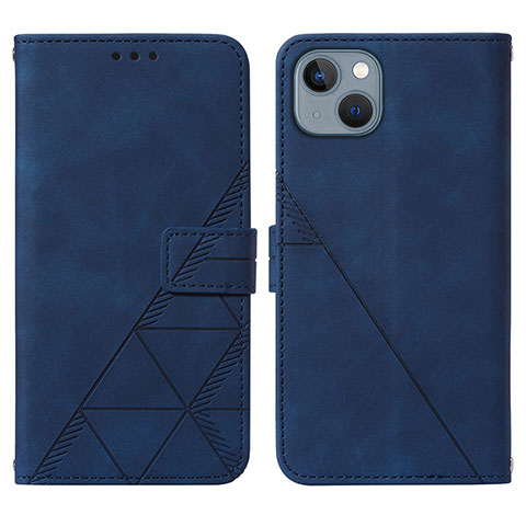 Coque Portefeuille Livre Cuir Etui Clapet Y02B pour Apple iPhone 15 Bleu