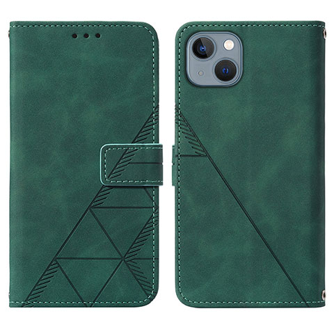 Coque Portefeuille Livre Cuir Etui Clapet Y02B pour Apple iPhone 15 Plus Vert