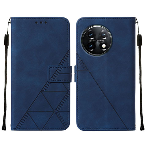 Coque Portefeuille Livre Cuir Etui Clapet Y02B pour OnePlus 11 5G Bleu