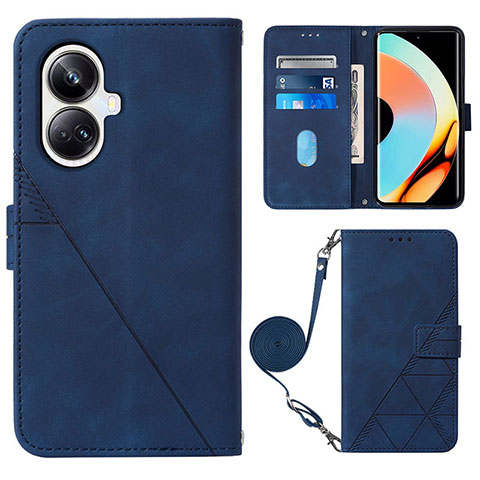 Coque Portefeuille Livre Cuir Etui Clapet Y02B pour Realme 10 Pro+ Plus 5G Bleu