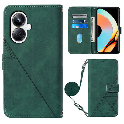 Coque Portefeuille Livre Cuir Etui Clapet Y02B pour Realme 10 Pro+ Plus 5G Vert