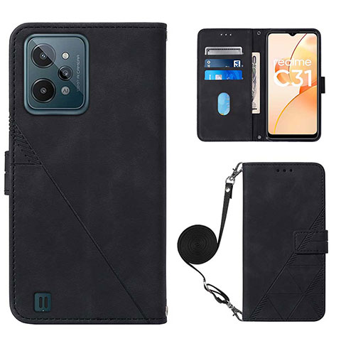 Coque Portefeuille Livre Cuir Etui Clapet Y02B pour Realme C31 Noir