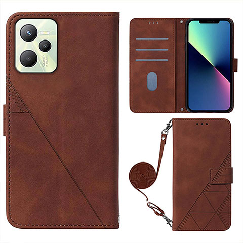 Coque Portefeuille Livre Cuir Etui Clapet Y02B pour Realme C35 Marron