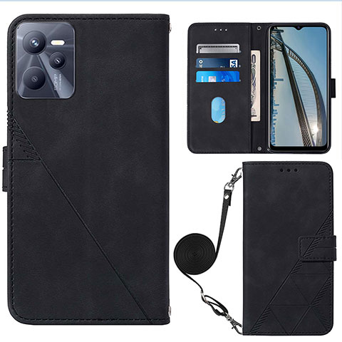 Coque Portefeuille Livre Cuir Etui Clapet Y02B pour Realme C35 Noir