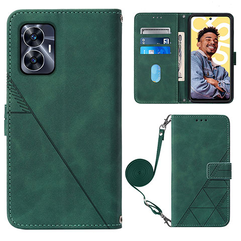 Coque Portefeuille Livre Cuir Etui Clapet Y02B pour Realme C55 Vert