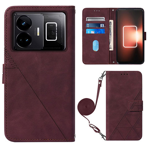 Coque Portefeuille Livre Cuir Etui Clapet Y02B pour Realme GT Neo5 240W 5G Rouge