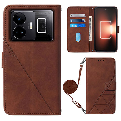 Coque Portefeuille Livre Cuir Etui Clapet Y02B pour Realme GT3 5G Marron