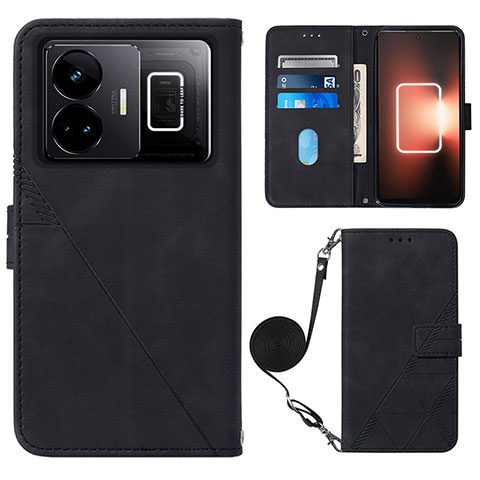 Coque Portefeuille Livre Cuir Etui Clapet Y02B pour Realme GT5 5G Noir