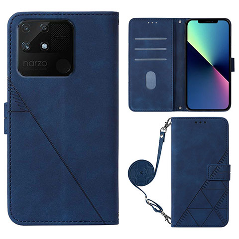 Coque Portefeuille Livre Cuir Etui Clapet Y02B pour Realme Narzo 50A Bleu