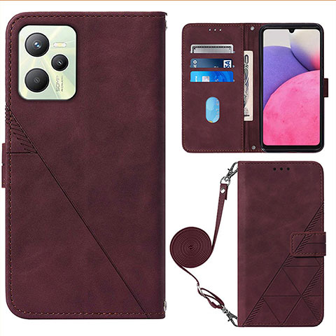 Coque Portefeuille Livre Cuir Etui Clapet Y02B pour Realme Narzo 50A Prime Rouge