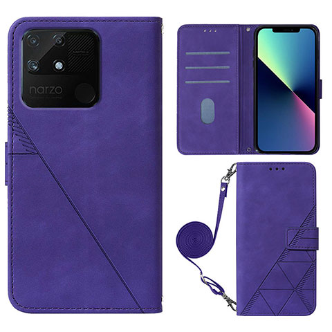 Coque Portefeuille Livre Cuir Etui Clapet Y02B pour Realme Narzo 50A Violet