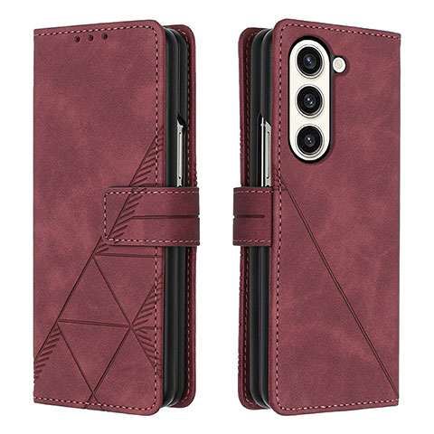 Coque Portefeuille Livre Cuir Etui Clapet Y02B pour Samsung Galaxy Z Fold5 5G Vin Rouge