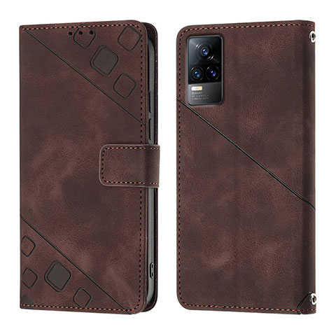 Coque Portefeuille Livre Cuir Etui Clapet Y02B pour Vivo V21e 4G Marron