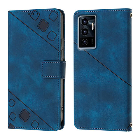 Coque Portefeuille Livre Cuir Etui Clapet Y02B pour Vivo V23e Bleu