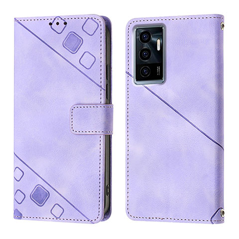 Coque Portefeuille Livre Cuir Etui Clapet Y02B pour Vivo V23e Violet Clair