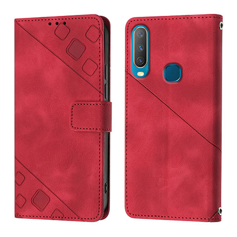 Coque Portefeuille Livre Cuir Etui Clapet Y02B pour Vivo Y12 Rouge