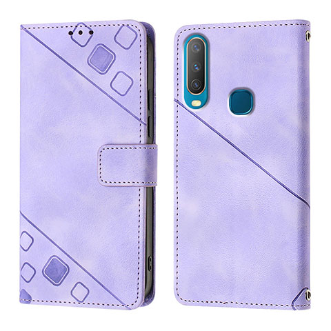 Coque Portefeuille Livre Cuir Etui Clapet Y02B pour Vivo Y12 Violet Clair