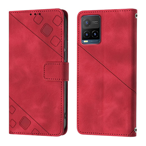 Coque Portefeuille Livre Cuir Etui Clapet Y02B pour Vivo Y21 Rouge