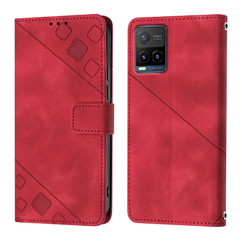 Coque Portefeuille Livre Cuir Etui Clapet Y02B pour Vivo Y21a Rouge