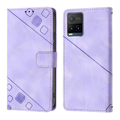 Coque Portefeuille Livre Cuir Etui Clapet Y02B pour Vivo Y21e Violet Clair