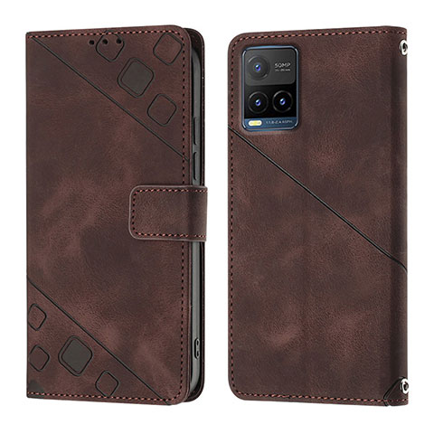 Coque Portefeuille Livre Cuir Etui Clapet Y02B pour Vivo Y21G Marron