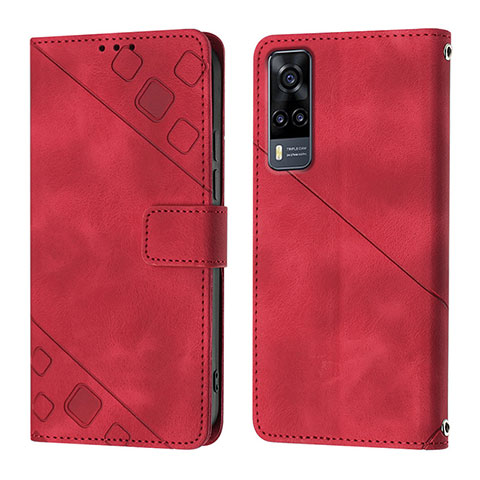 Coque Portefeuille Livre Cuir Etui Clapet Y02B pour Vivo Y31 (2021) Rouge