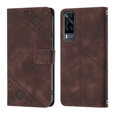 Coque Portefeuille Livre Cuir Etui Clapet Y02B pour Vivo Y53s NFC Marron