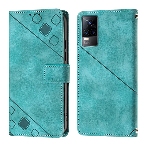 Coque Portefeuille Livre Cuir Etui Clapet Y02B pour Vivo Y73 (2021) Cyan