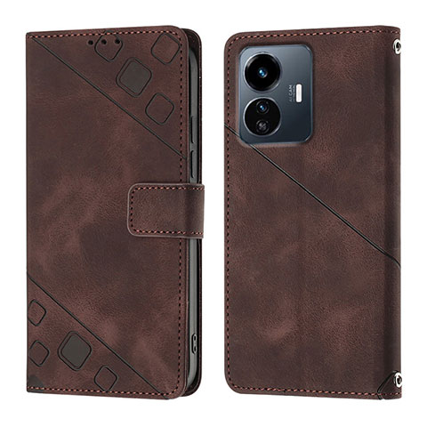 Coque Portefeuille Livre Cuir Etui Clapet Y02B pour Vivo Y77 5G Marron