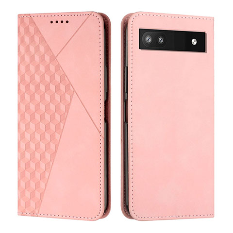 Coque Portefeuille Livre Cuir Etui Clapet Y02X pour Google Pixel 6a 5G Or Rose