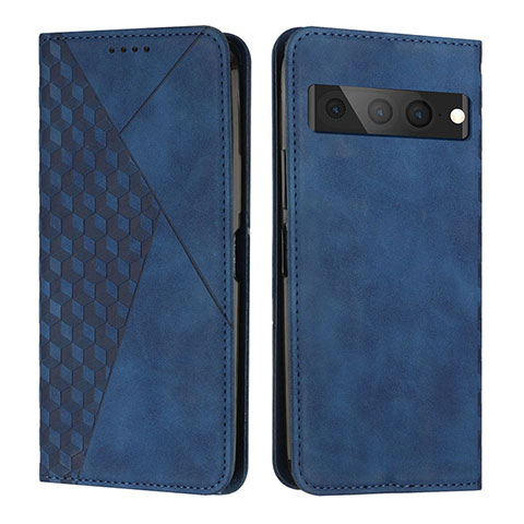 Coque Portefeuille Livre Cuir Etui Clapet Y02X pour Google Pixel 7 Pro 5G Bleu