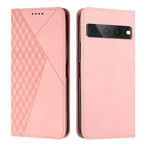 Coque Portefeuille Livre Cuir Etui Clapet Y02X pour Google Pixel 7 Pro 5G Or Rose