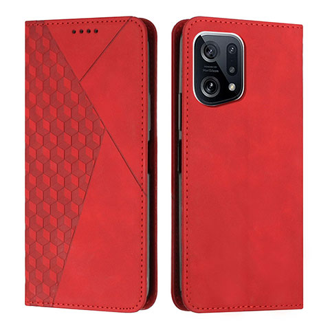 Coque Portefeuille Livre Cuir Etui Clapet Y02X pour Oppo Find X5 5G Rouge